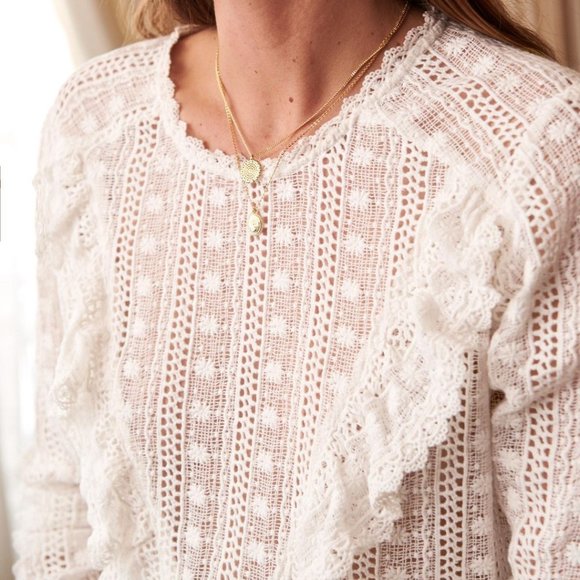 SOLD - NWT Sezane Madeline Lace Blouse - FR38 M 6 - Picture 2 of 7